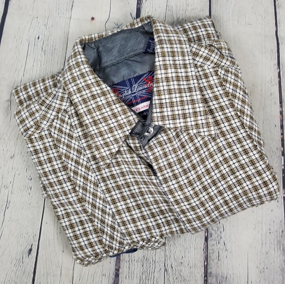 ENGLISH LAUNDRY| long sleeve plaid flip cuff shirt